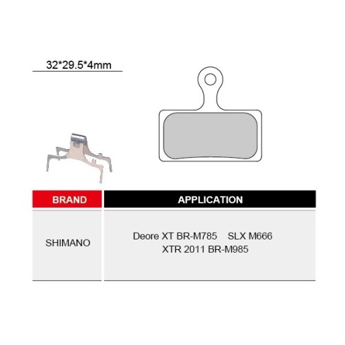 Колодки для дискового тормоза SHIMANO Deore XT BR-M785, SLX M666, XTR 2011 BR-M985 Тайвань, инд.упак.,блистер