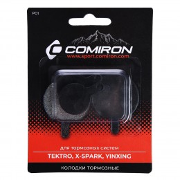 Колодки тормозные органические COMIRON RESIN P01, для: TEKTRO, X-SPARK, YINXING, блистер 2 шт.