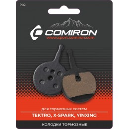 Колодки тормозные органические COMIRON RESIN P02, для тормозных систем: TEKTRO, X-SPARK, YINXING, с пружиной, блистер 2 шт.