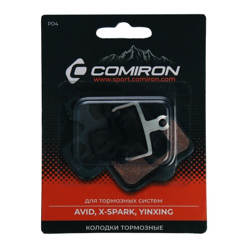 Колодки тормозные органические COMIRON RESIN P04, для: AVID, X-SPARK, YINXING, с пружиной, блистер 2 шт