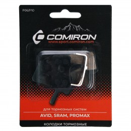 Колодки тормозные органические COMIRON RESIN P06/P10, для: AVID, SRAM, PROMAX, с пружиной, блистер 2 шт.