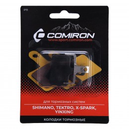 Колодки тормозные органические COMIRON RESIN P11, для тормозных систем: SHIMANO, TEKTRO, X-SPARK, YINXING, с пружиной, блистер 2 шт.