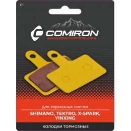 Колодки тормозные органические COMIRON RESIN P11, для тормозных систем: SHIMANO, TEKTRO, X-SPARK, YINXING, с пружиной, блистер 2 шт.
