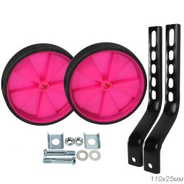 Комплект опорных колес с кронштейнами универсальный 12"-20" HF-032-PI пластиковые колеса, розовые
