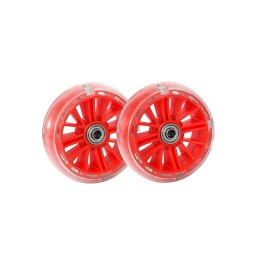 Комплект усиленных опорных колес с кронштейнами универсальный 12"-20" HF-035-RE пластиковые колеса, светящиеся, красные