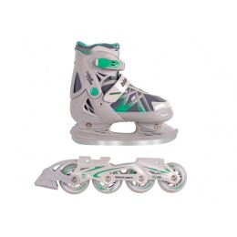 Коньки для фитнеса с роликовой платформой BlackAqua AS-410 серо-зеленый