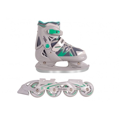 Коньки для фитнеса с роликовой платформой BlackAqua AS-410 серо-зеленый
