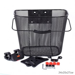 Корзина для велосипеда легкосъёмная металлическая, с креплением на руль 1DVMI-4,  черная