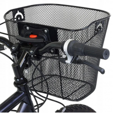 Корзина для велосипеда легкосъёмная металлическая, с креплением на руль 1DVMI-4,  черная