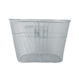 Корзина металлическая 1DVMI-3, с креплением на переднее колесо под резьбовую вилку, 2 кронштейна, серебристая