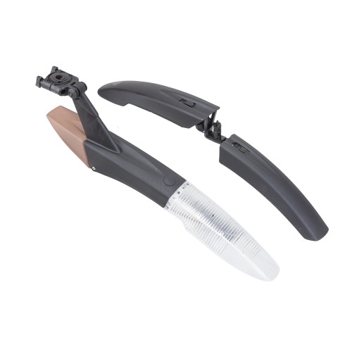 Крыльо переднее 24"-26" быстросъемные XGNB-068 пластиковые чёрное + крыло заднее В ПОДАРОК черно-коричнево-прозрачное, с подсветкой