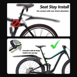 Крылья 24"-29" eTook RL1000F/R универсальные пластиковые, крепления на перья и штаны вилки, черные