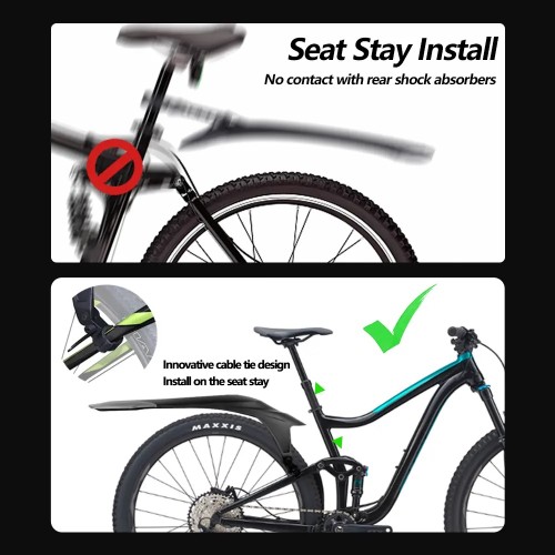 Крылья 24"-29" eTook RL1000F/R универсальные пластиковые, крепления на перья и штаны вилки, черные