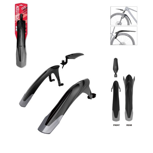 Крылья EVOLUTION MTB 24-29", комплект передне/заднее, крепеж: переднее двусоставное на штаны вилки и в шток вилки, заднее на верхние перья рамы