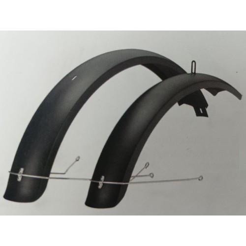 Крылья комплектом 26" Fat bike (переднее+заднее), пластик, с "усами", черные