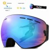 Маска горнолыжная ELAX двухслойная, черная, сине-фиолетовая линза