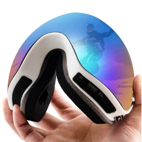 Маска горнолыжная ELAX двухслойная, черная, зеркальная линза