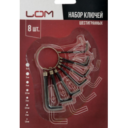Набор ключей шестигранных LOM, на кольце, 1.5 - 6 мм, 8 шт. 