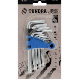 Набор ключей TORX TUNDRA, T10 - T50, 9 шт., CrV  	