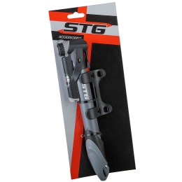 Насос ручной STG GP-961 телескопический с манометром, черно-серый