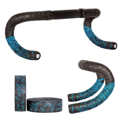 Обмотка руля антискользящая двуцветная с геометрическим рисунком, черный/мятный