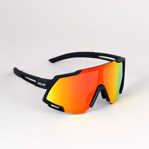 Очки солнцезащитные ESLNF. ударопрочные. Линза: HD POLARIZED-Зеркальная. Silicone переносица и боковые душки. Черный-Оранжевый