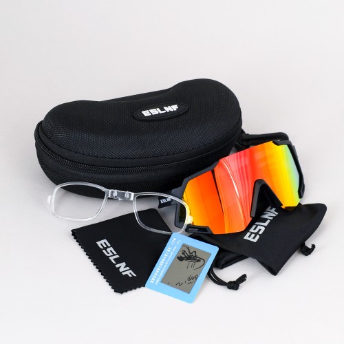 Очки солнцезащитные ESLNF. ударопрочные. Линза: HD POLARIZED-Зеркальная. Silicone переносица и боковые душки. Черный-Оранжевый