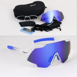 Очки солнцезащитные ESLNF ударопрочные. Линза: HD POLARIZED-Зеркальная. Silicone переносица и боковые душки, прозрачный-синий