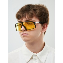 Очки солнечные поляризационные, uv 400, черная оправа, желтые высокие линзы