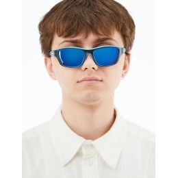 Очки солнечные спортивные, uv 400, голубая оправа, черная линза