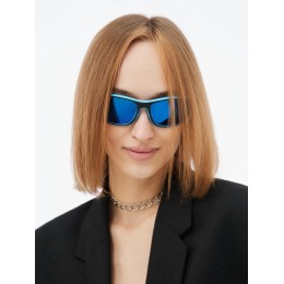 Очки солнечные спортивные, uv 400, голубая оправа, черная линза