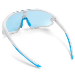 Очки велосипедные, матово-бело-голубая оправа, голубые линзы