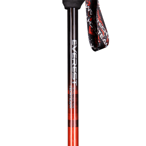 Палки треккинговые Everest Red 105-135см. 3-х секционные 16/14/12мм. Alu7075, ручка EVA, система Antishook