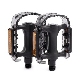 Педаль MTB HONGDING HD-905 PC, 9/16 резьба, PP+PC корпус, сталь. подшипник, 103х82мм, с рефлектором, 2S ось, black-silver, 1 пара /HD-905 PC