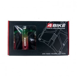Педали 4BIKE K306_ORG,120х100х18 мм, 2 ПП + втулка скольжения, Cr-Mo ось, красно-зеленые
