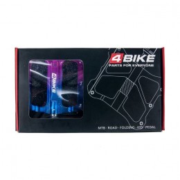 Педали 4BIKE K306BLU, 120х100х18 мм, 2 ПП + втулка скольжения, Cr-Mo ось, сине-фиолетовые