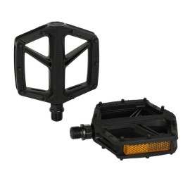 Педали MTB MIXIEER MX-P556, 9/16 резьба, PP корпус, 1DU подшипник, 108х107мм, с рефлектором, сталь ось, vacuum black, черные