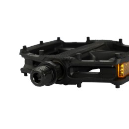 Педали MTB MIXIEER MX-P556, 9/16 резьба, PP корпус, 1DU подшипник, 108х107мм, с рефлектором, сталь ось, vacuum black, черные