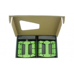 Педали Tech Team N-5 green нейлон со съемными шипами, пром. подш.