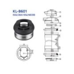 Рулевая колонка KENLI KL-B601, интегрированная, 1.1/8"х39.8d, алюминий/нилон, высота 23мм, промподшипники 51.8Dх45гр х45гр, 7 частей
