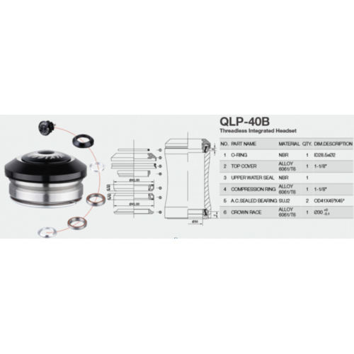 Рулевая колонка MIXIEER QLP-40B, 1-1/8X28,6/ 30MM