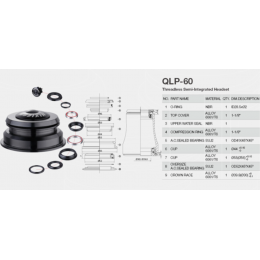 Рулевая колонка MIXIEER QLP-60, 1-1/8X 44X55/40мм