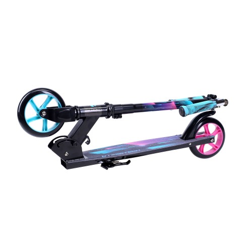 Самокат 2-х колесный COMIRON 145мм Сlassic GT2021-G3 / Cybertech /, розовый/голубой (грипсы черно-голубые)