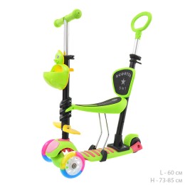 Самокат 3-х колесный 5 в 1 JP-MG-13C зеленый, светящиеся колеса