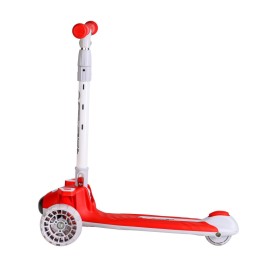 Самокат 3-х колесный SCOOTER Aero ML-718 с музыкой, фонарем, светящимися колесами, красный/белый