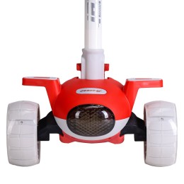 Самокат 3-х колесный SCOOTER Aero ML-718 с музыкой, фонарем, светящимися колесами, красный/белый