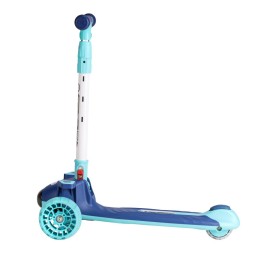 Самокат 3-х колесный SCOOTER Aero ML-718 с музыкой, фонарем, светящимися колесами, синий/голубой