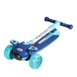 Самокат 3-х колесный SCOOTER Aero ML-718 с музыкой, фонарем, светящимися колесами, синий/голубой