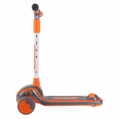 Самокат 3-х колесный SCOOTER Hyper / HQ-905 МУЗЫКАЛЬНЫЙ, оранжевый/серый