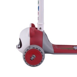 Самокат 3-х колесный SCOOTER Пандочка 711, белый/красный, с музыкой и подсветкой